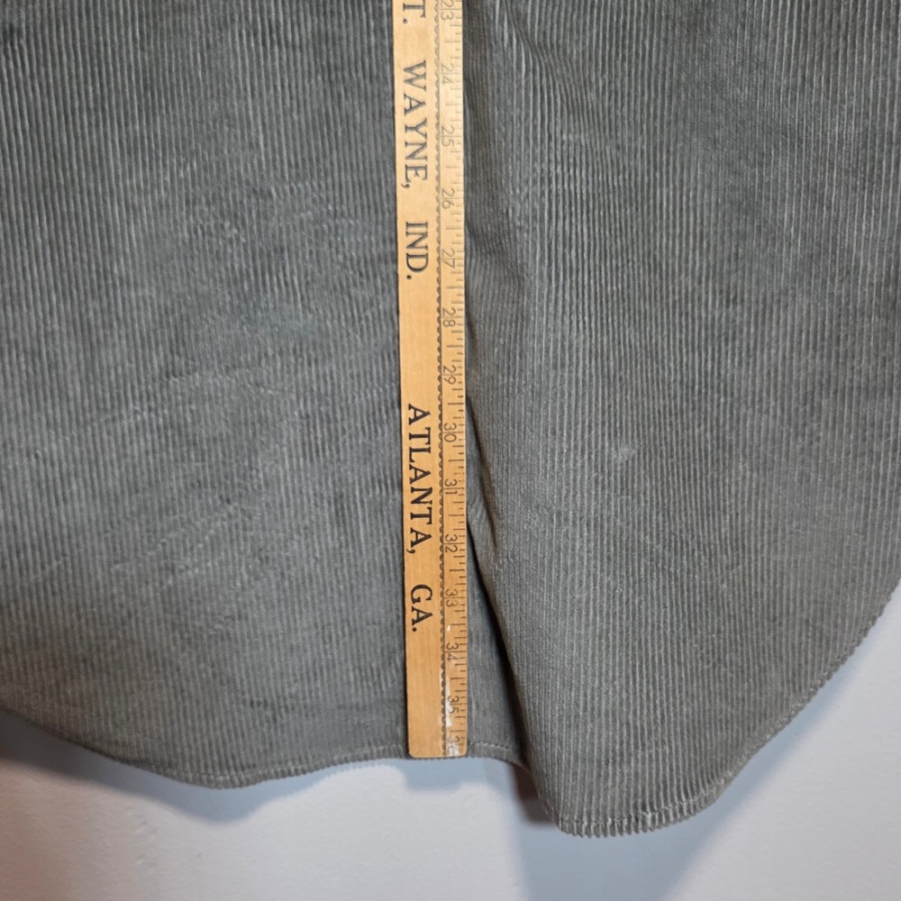 Gap Womens Corduroy Shirt Dress Oversized Gray Green XS Soft Longline Pockets - Picture 9 of 11